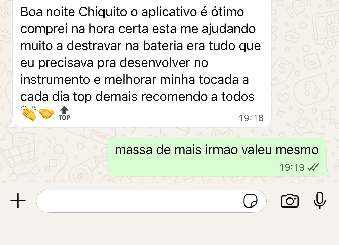 Depoimento real de aluno via WhatsApp 2
